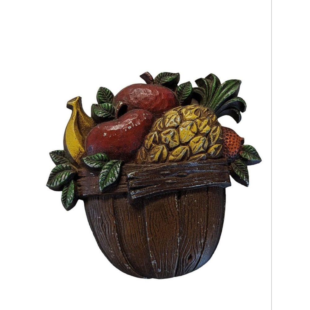 Sexton Fruit  Basket Metal Wall Hanging Plaques Decor Vintage 1978